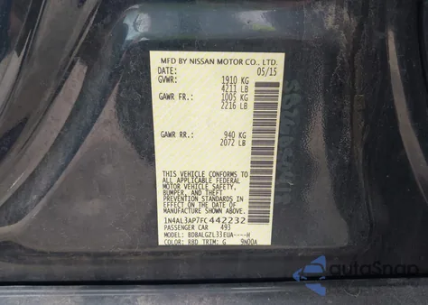 2015 Nissan Altima 2.5 S from USA, damaged, VIN 1N4AL3AP7FC442232